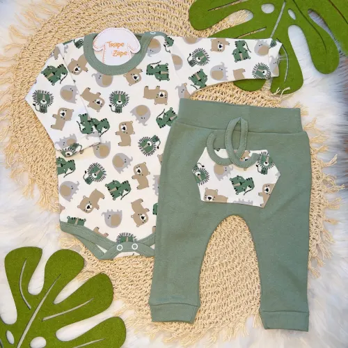 Conj body e calça - Body safari- Verde