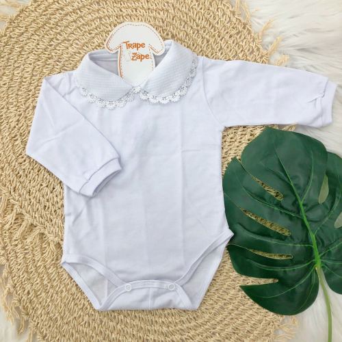 Body gola bordada- branco com grypir branco