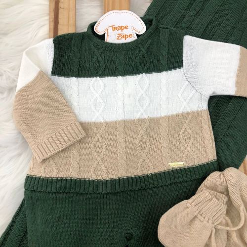 Saída de Maternidade Nicolas - Verde Militar e Bege