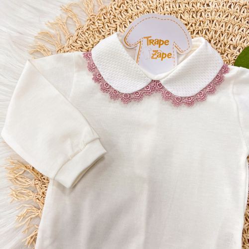 body gola bordada- off white com grypir rose