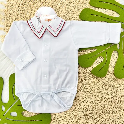 Body gola bordada Vermelho e Verde- MANGA LONGA