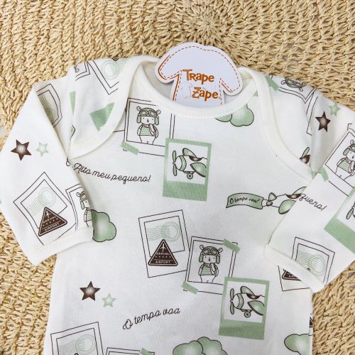 CONJ. DE MALHA 3 PEÇAS-Aviador Verde e Off White