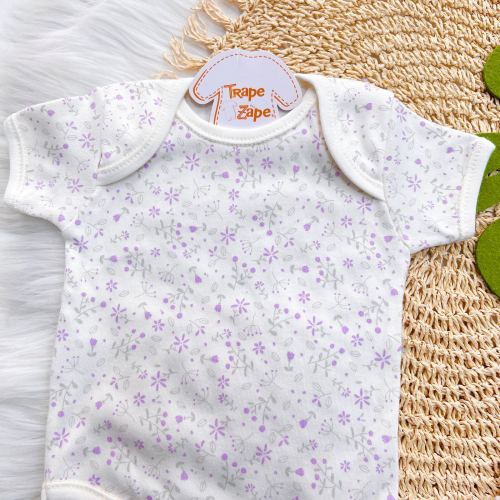 CONJ. DE MALHA 3 PEÇAS - Ursinha com Laço - Off White e Lilás