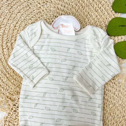 CONJ. DE MALHA 3 PEÇAS - Baby Tigre - Verde e Off White