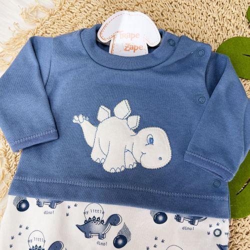 Macacão Trape Zape- Dino Baby - Azul Jeans