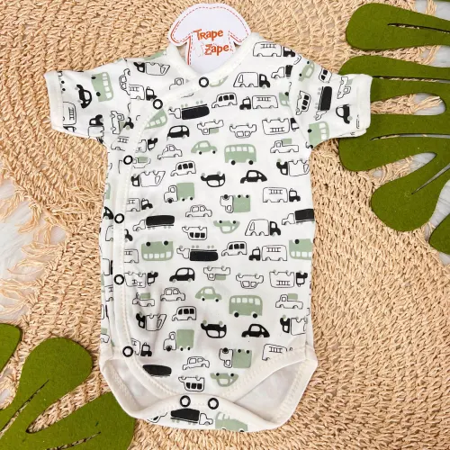 Body Kimono M/c carrinhos verde e preto