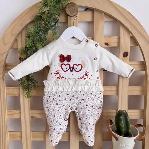 Macacão Trape Zape - Coala Fofinha de Óculos - Off White e Vermelho