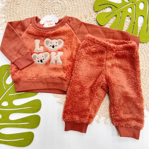 Conj. Casaco Love Coala e Calça em Soft - Ferrugem