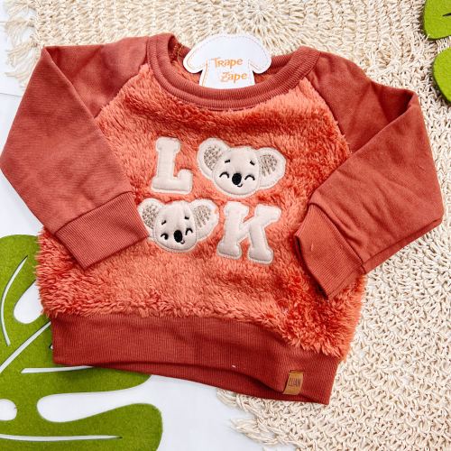 Conj. Casaco Love Coala e Calça em Soft - Ferrugem
