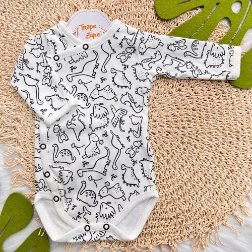 Body Kimono M/L Dino - Off White e Preto