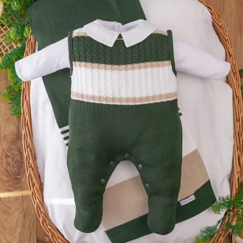 Saída de Maternidade Thommy - Verde Militar e Bege