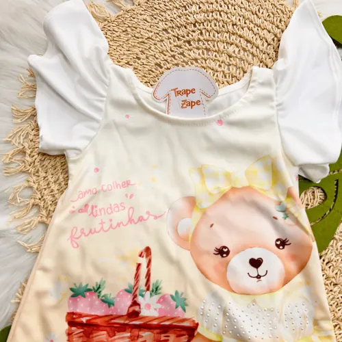  Vestido Ursinha com Manga Flare - Off White