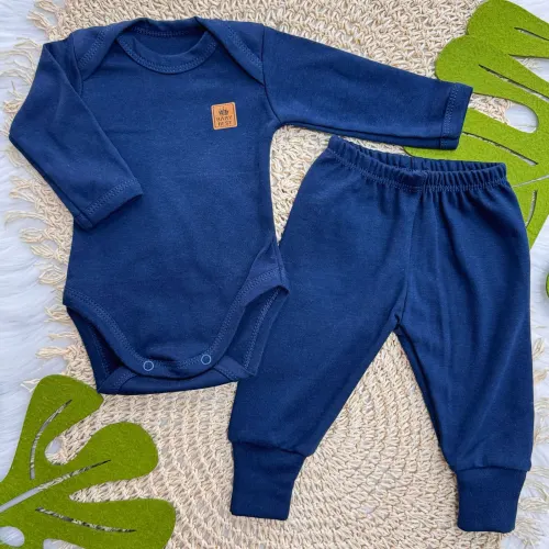 Conj. Body e Calça Basic 100% Algodão Pima com Proteção UV50+ - Azul Marinho