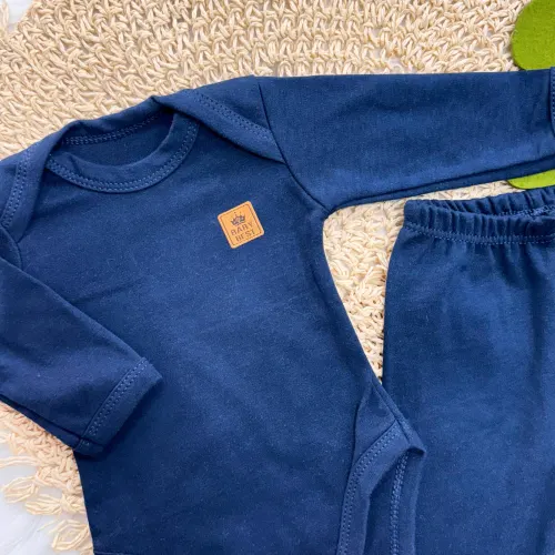 Conj. Body e Calça Basic 100% Algodão Pima com Proteção UV50+ - Azul Marinho