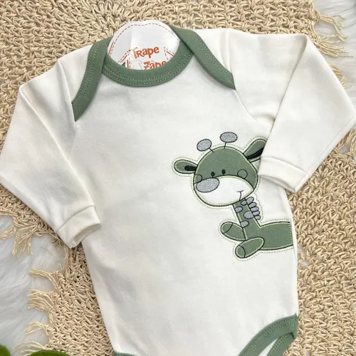  CONJ. DE MALHA 3 PEÇAS - Girafa Verde - Off White e Verde