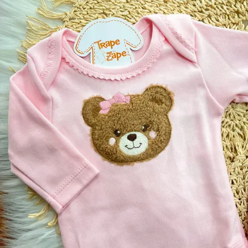 Conj. Body Ursinhas Marrom e Calça - Rosa