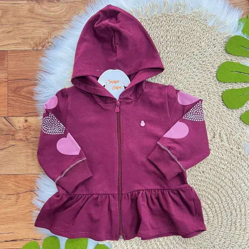  Conj. Jaqueta com Corações nas Mangas e Calça Legging - Uva e Rose