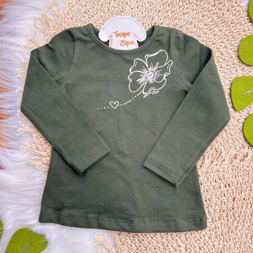 Conj. Blusa Manga Longa e Legging Floral - Verde e Areia