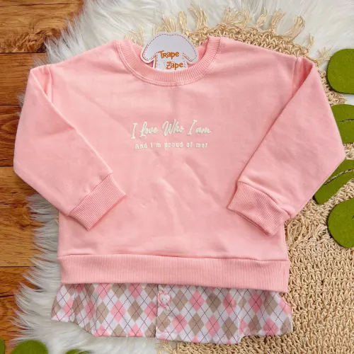 Conj. Casaco I Love Who com Losango e Calça Legging Montaria - Rosa e Areia