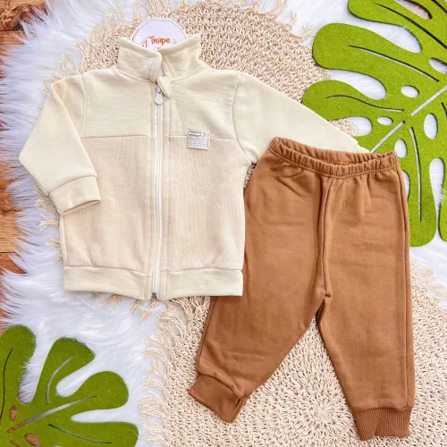 Conj. Jaqueta Positive Impact e Calça de Moletom - Areia e Ferrugem