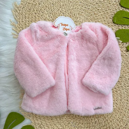 Casaco de Pelinho com Mini Coração - Rosa