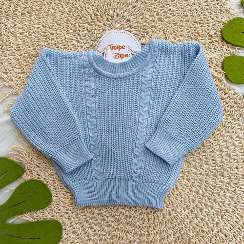 Blusa de Linha Ponto Alto Fechado - Azul Bebê