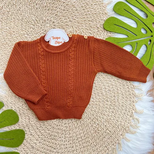 Blusa de Linha Ponto Alto Fechado - Ferrugem