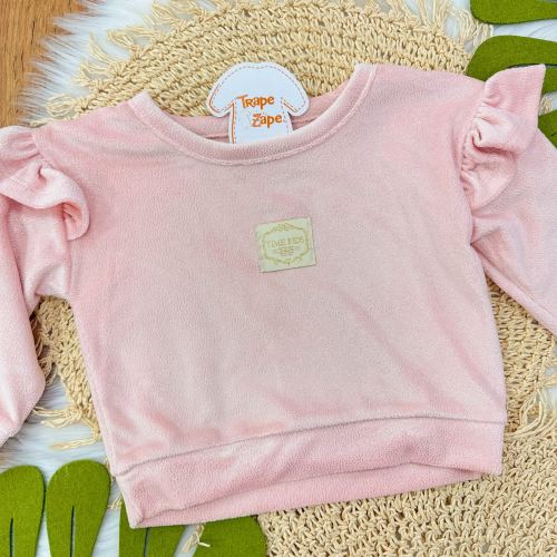  Conj. Blusa Manga Longa e Calça em Plush Foil com Brilhos - Rose