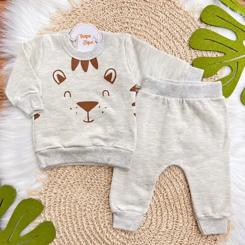 Conj. Casaco e Calça Cute Baby Tiger - Mescla