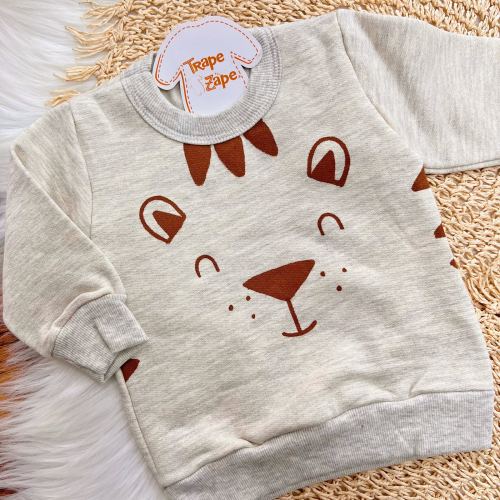 Conj. Casaco e Calça Cute Baby Tiger - Mescla