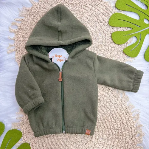  Jaqueta em Fleece com Pelinhos e Capuz - Verde