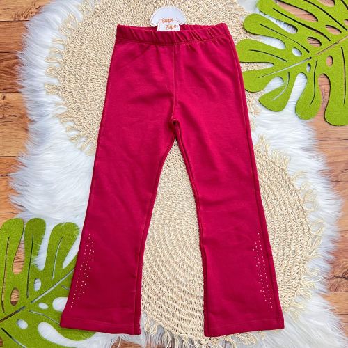 Conj. Casaco de Moletom Would Be e Calça Legging Flare - Areia e Vermelho