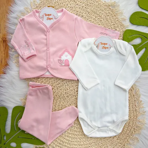 Conjunto de Malha 3 Peças - Passarinhos - Rose