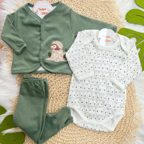 Conjunto de Malha 3 Peças - Porco Espinho - Verde