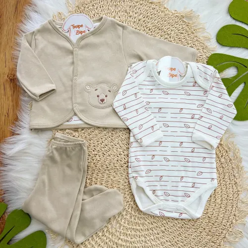 Conjunto de Malha 3 Peças - Ursinho Outono - Nilly