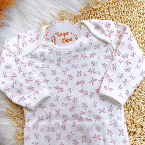 CONJ. DE MALHA 3 PEÇAS - Cachorrinha com Flores - Off White e Lilás