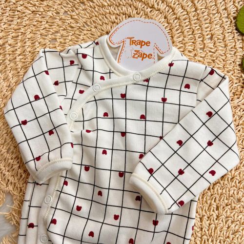 Body Kimono M/L Mini Ursos - Off White e Bordo