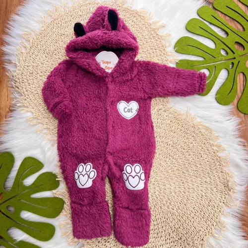 Macacão de Pelinho Sherpa Cat com Capuz - Violeta