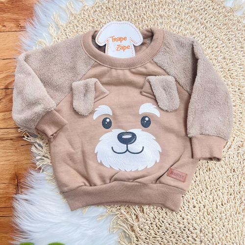  Conj. Casaco Cachorrinho e Calça de Moletom - Marrom