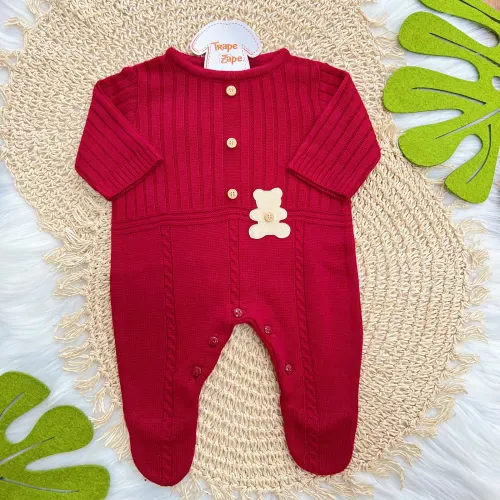 Macacão de Linha Joaquim - Vermelho Ursinho Couro