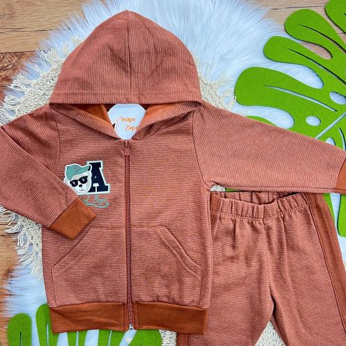 Conj. Jaqueta Cool Boys e Calça de Moletom - Ferrugem