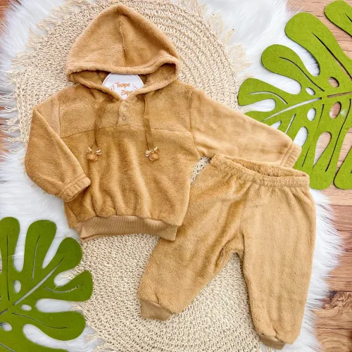 Conj. Casaco Mini Alces e Calça Peluciada - Caramelo 