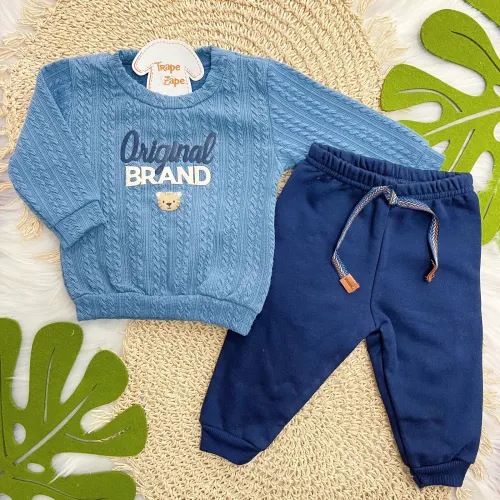 Conj. Casaco Original Brand e Calça de Moletom - Azul Jeans