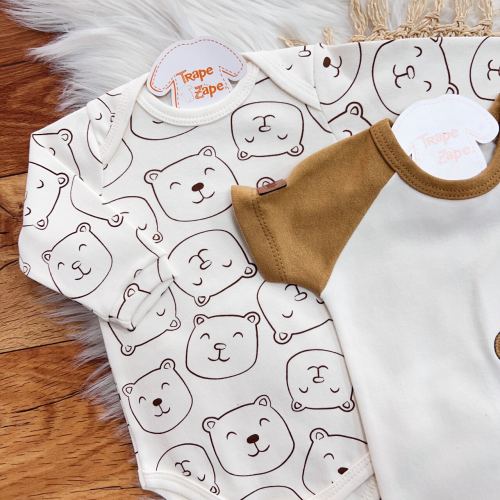 Conj. de Malha 3 peças - Bear - Off White e Caramelo