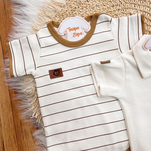 Conj. de Malha 3 peças - Leão com Jubinha - Caramelo e Off White