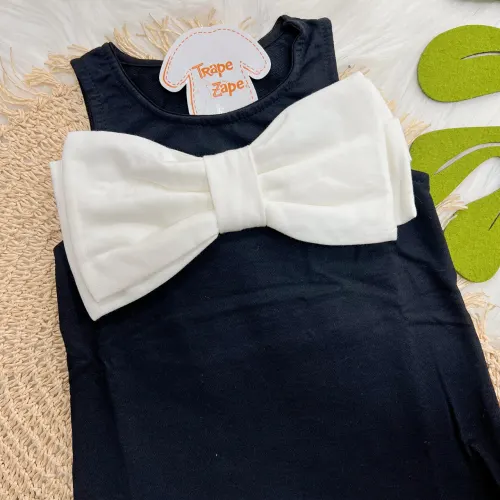 Vestido Big Laço - Preto e Branco