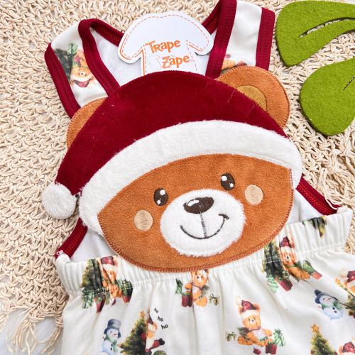  Banho de Sol Bordado - Ursinho Noel - Off White
