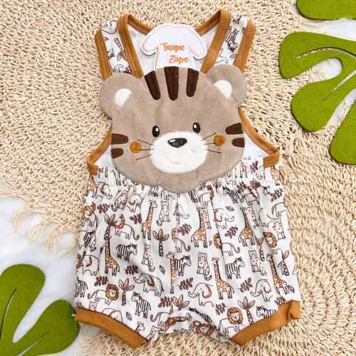 Banho de Sol Bordado - Tigre Baby - Ferrugem