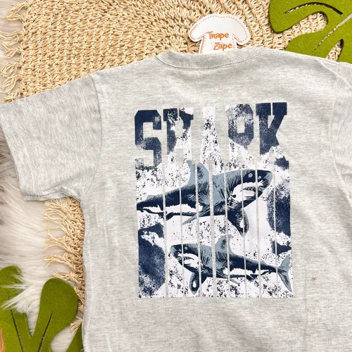 Conj. Camiseta Shark e Bermuda Tubarões - Mescla 
