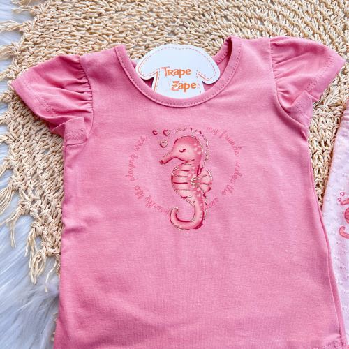  Conj. Blusa Cavalo Marinho e Calça Pantacourt - Rose